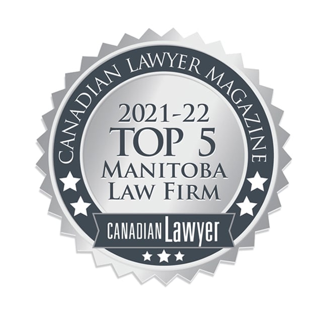 Canadian Lawyer Magazine award for Top 5 Manitoba law firms in 2021-2022